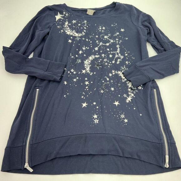 Chicos Zenergy Constellation Side Zip Sequin Blouse Size 0 4-6 - Picture 1 of 5